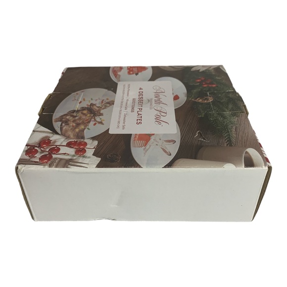 NORTH POLE TRADING CO Dessert Plates Good Tidings Set of 4 Porcelain Bunny Gifts - Picture 15 of 15